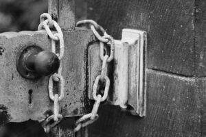 Garden gate chained and locked