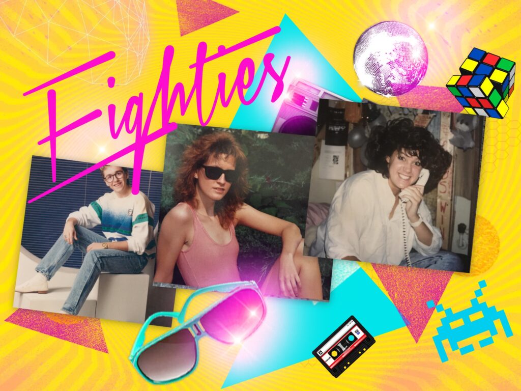 80's retro yearbook collage