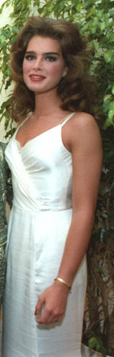 Brooke Shields in a white dress in 1986