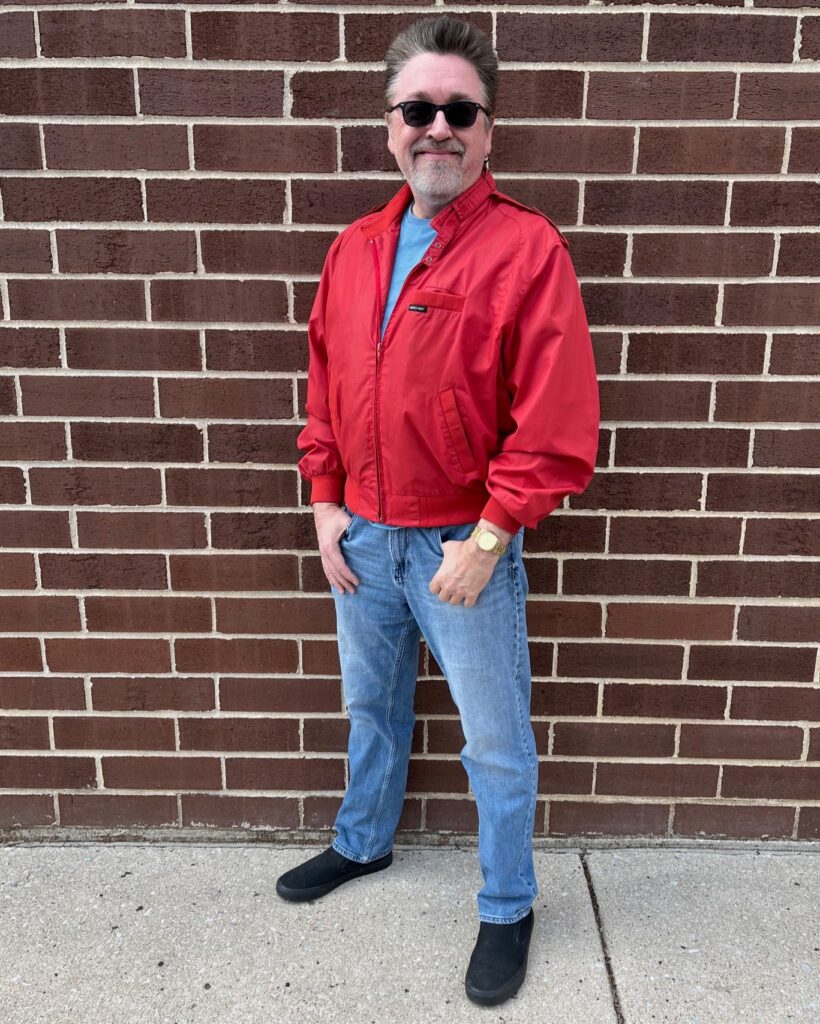 Pat Green in Red Members Only Jacket and Sunglasses
