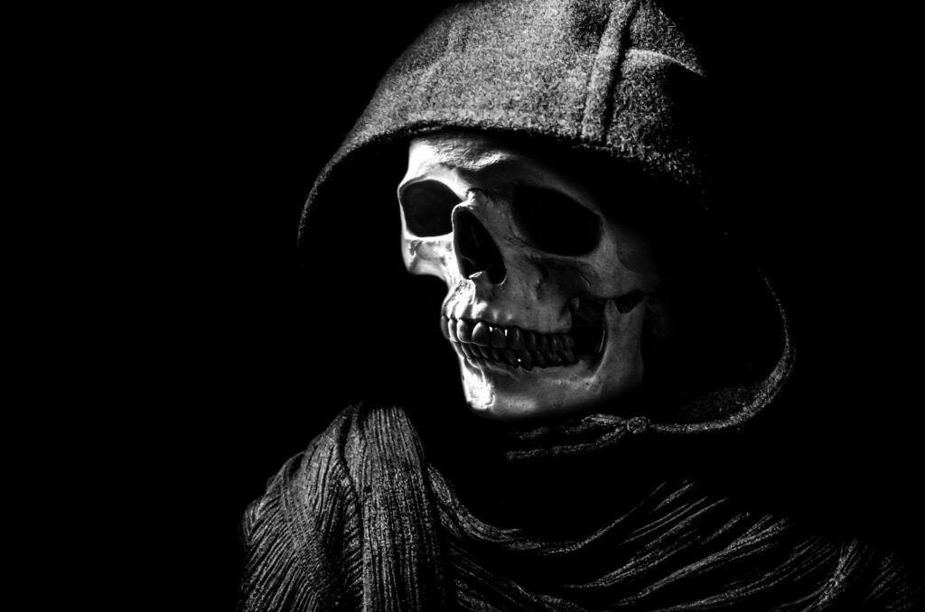 death in hood and skull