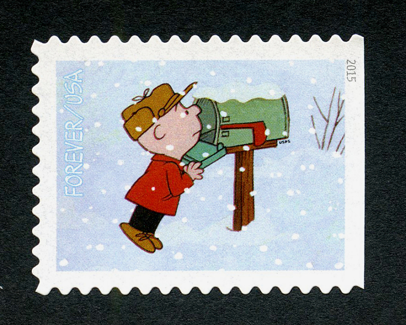 Cartoon of Charlie Brown looking hopefully into a mail box.