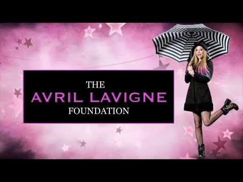 Avril Lavigne Foundation Logo featuring Avil in a black hoodie dress holding an umbrella