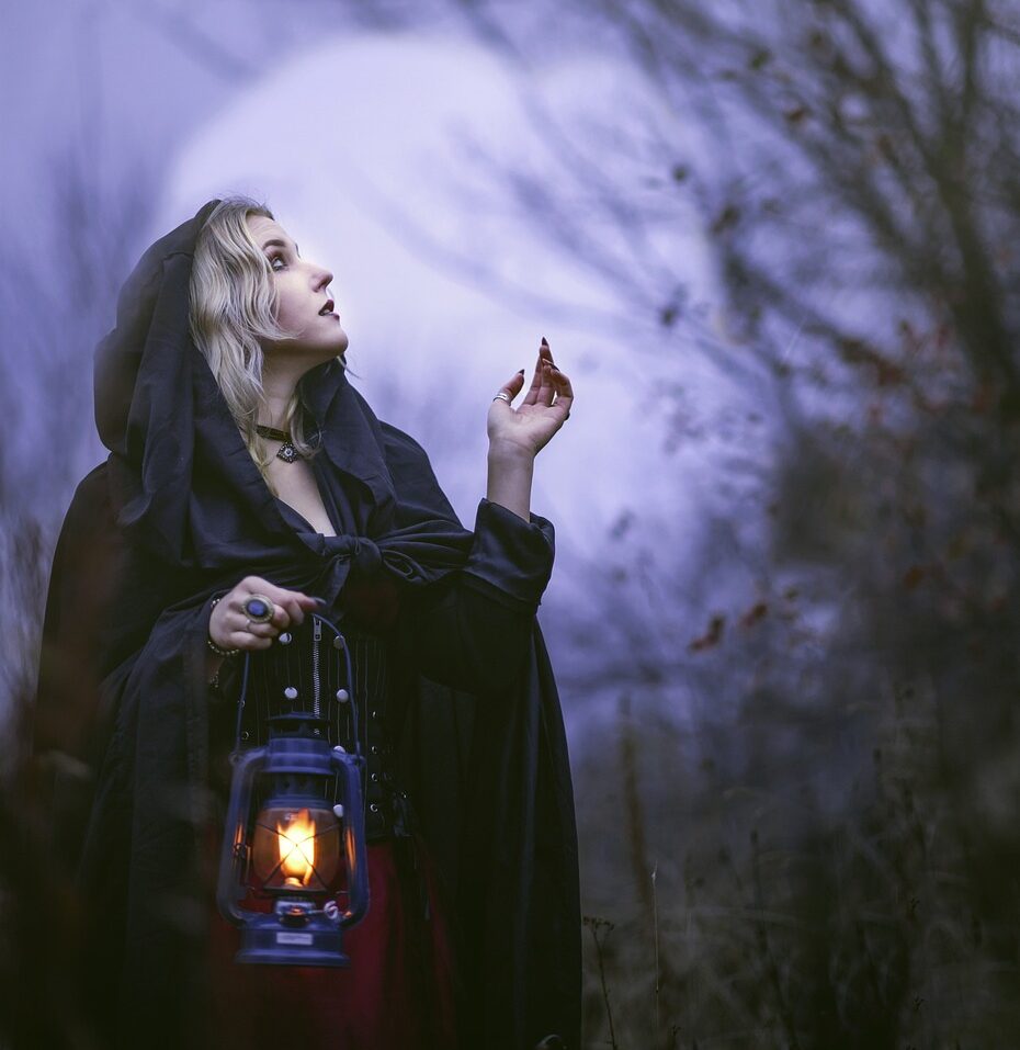 woman, lantern, witch