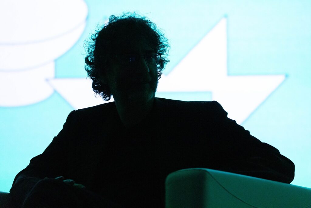 Neil Gaiman in shadows