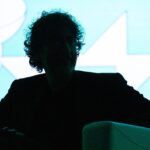 Neil Gaiman in shadows