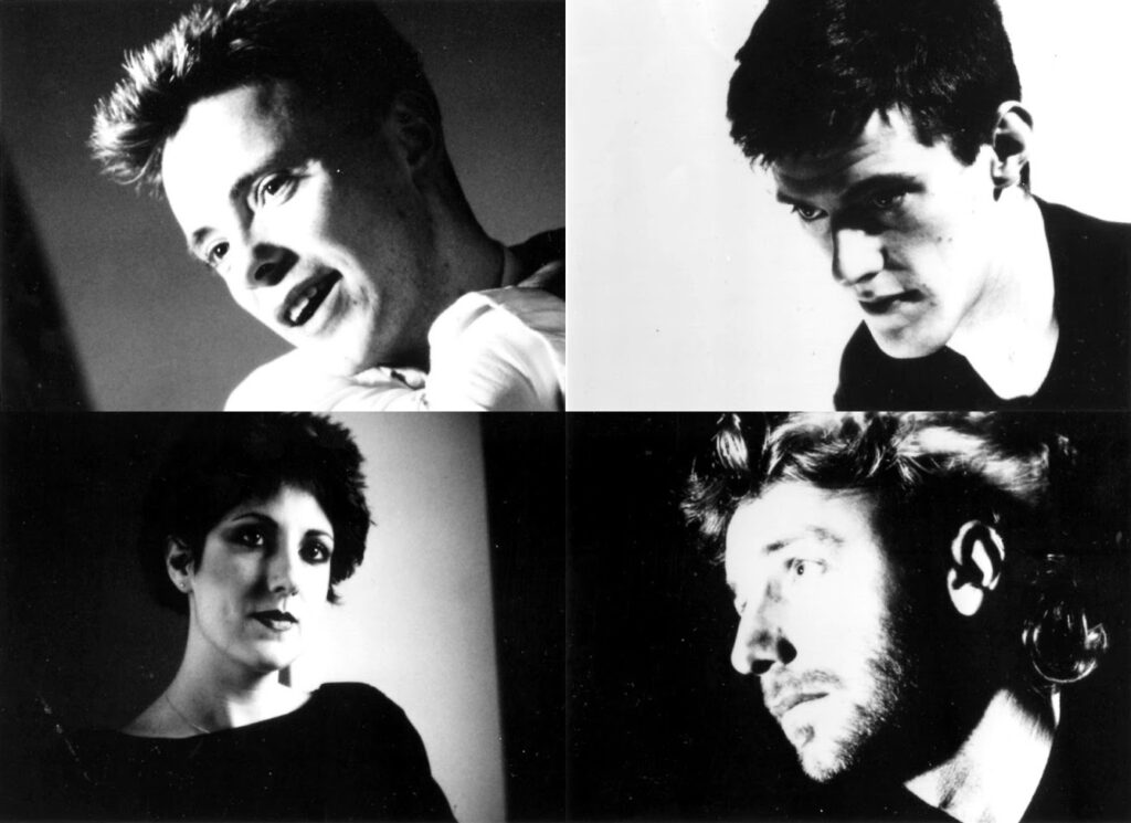 New Order Band members photographed in black and white